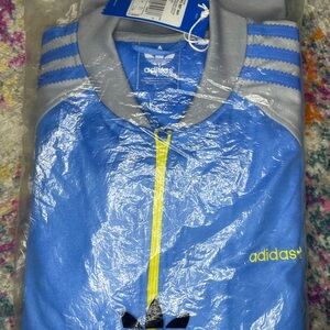 Adidas Blue and Gray Jacket with Yellow Accent